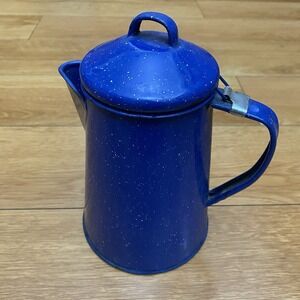 Vintage Blue Enamelware Speckled 6 Cup Percolator Coffee